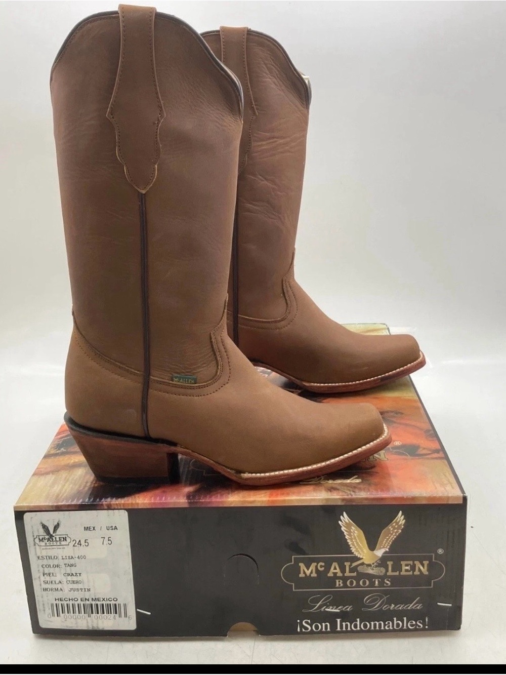 McAllen Western Leather Boots (Linea Dorada). NEW IN BOX size 7.5